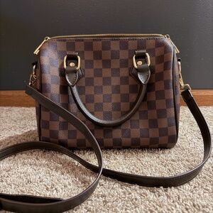 Brown Checkered Handbag